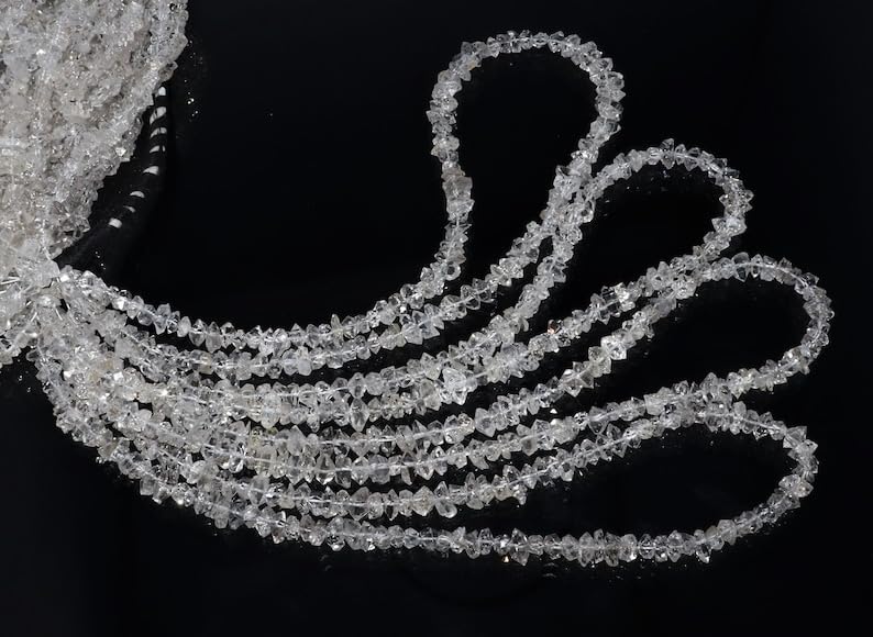 Naturalne białe samorodki Herkimer szorstkie koraliki 6-6,5 mm 40 cm długi sznurek tworzenie biżuterii, koraliki z kamieni szlachetnych do naszyjnika, bransoletki