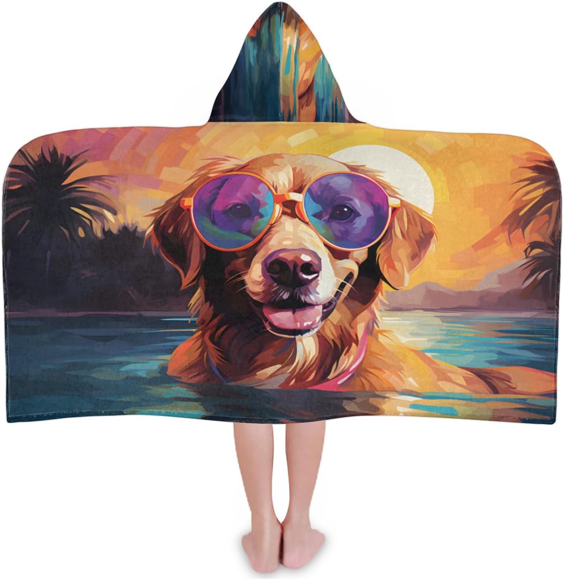 Pardick Kids Bath Towel Funny Dog Puppy Beach Towel with Hood Pool Cover Up for Girls Boys Soft Absorbent Hooded Bath Towel Toddler Towels for Beach, Pool