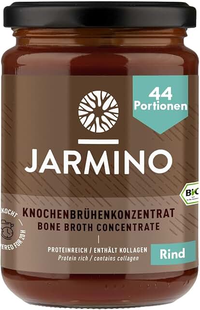 JARMINO Bio Knochenbrühe Konzentrat vom Rind, aus Deutschland, 440g (44 Portionen), Reich an Bio-Kollagen product image