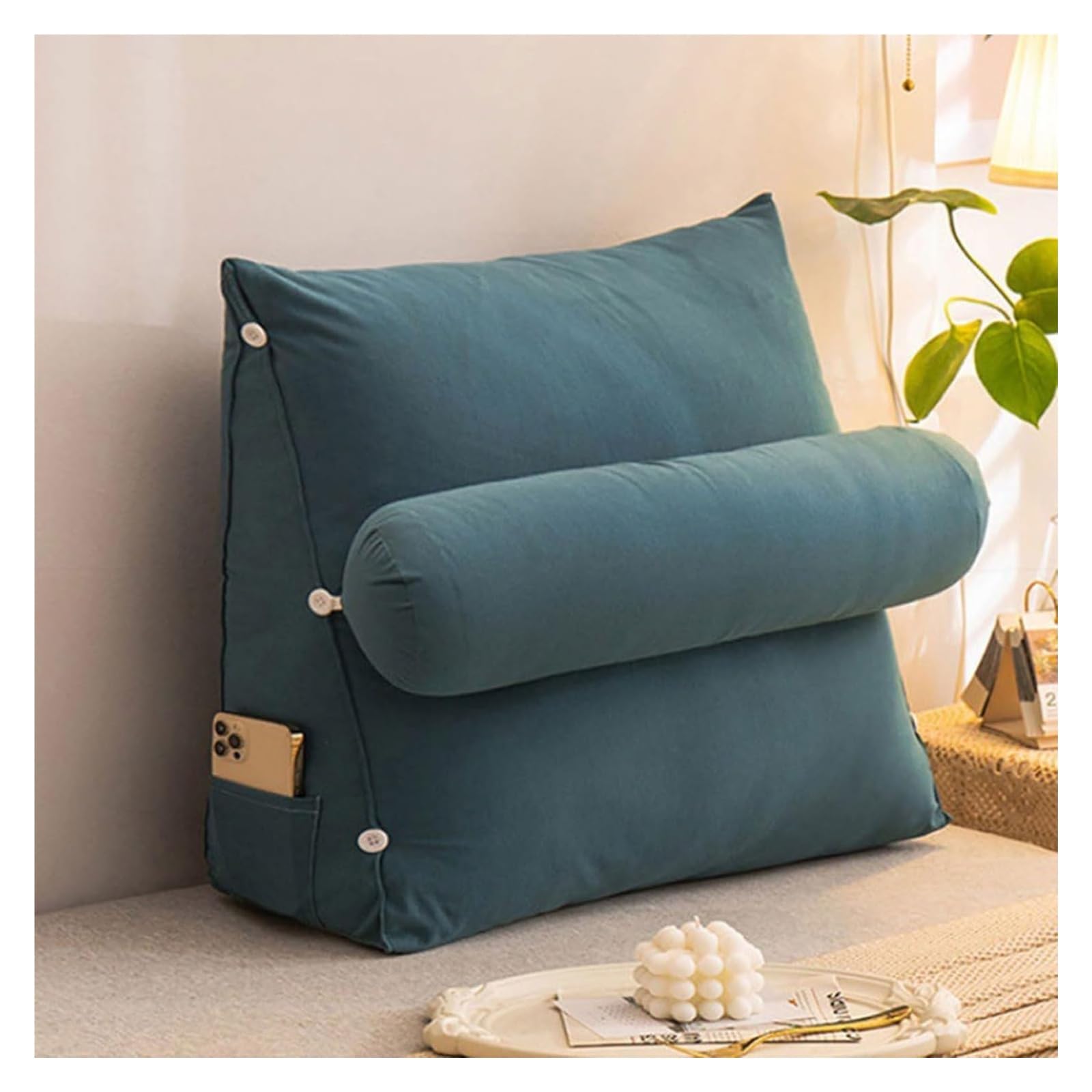 SDFGdtruR back pillow， Velvet | Great For BackRest Lumbar Support | And Durable Beanbag Ergonomic For(Glass Blue,45 x 50 x 22 CM)