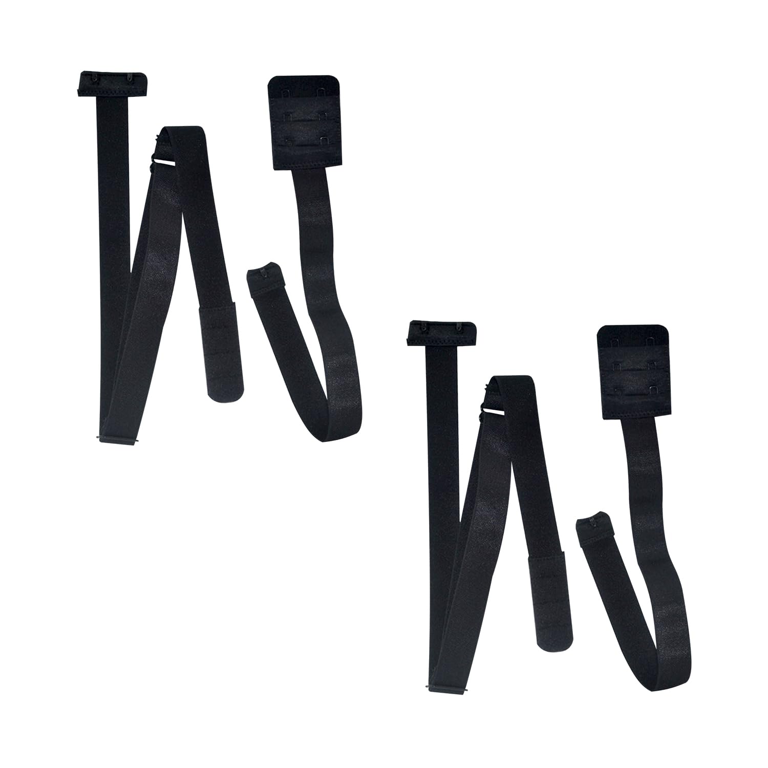 Bojueshaw 2pcs Low Back Bra Converter,Adjustable Bra Extenders with 2/3 Hooks,Elastic Straps for Backless Dresses,Wedding,Party,and Evening Gowns(Black)