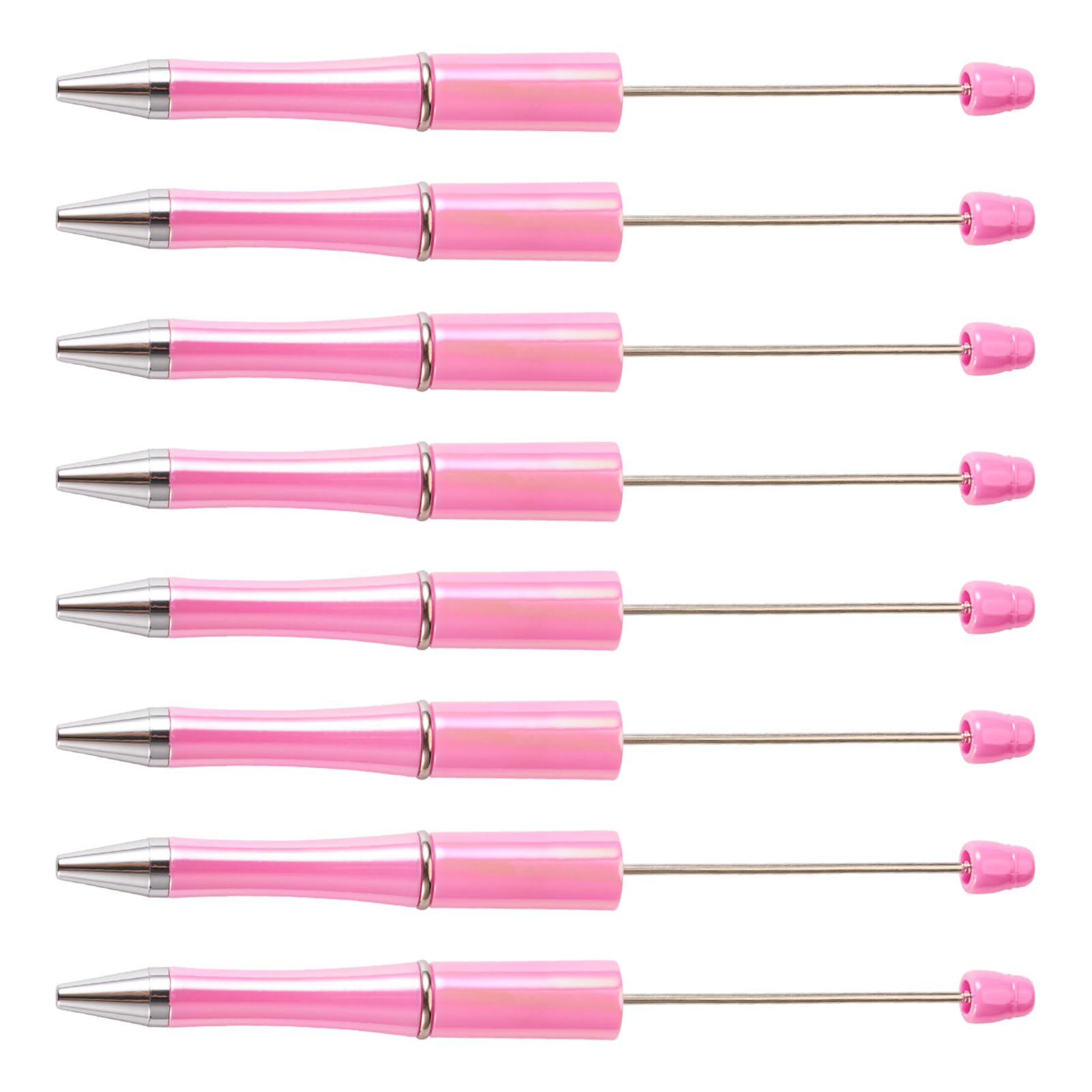 KISSITTY 10pcs Iridescent Beadable Pens Hot Pink Color Ball Point Pens DIY Personalized Bead Pens for Pen Making Students Teacher Wedding Graduation
