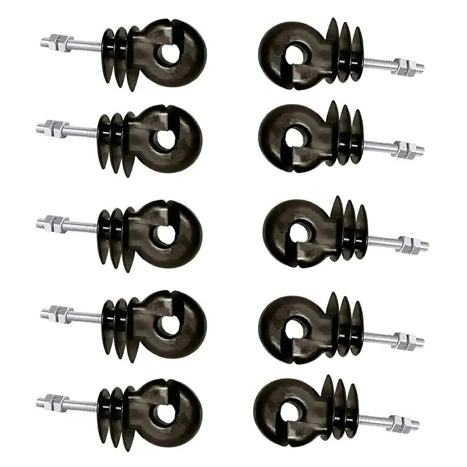 Aisladores de Valla Eléctrica 50 aisladores de Postes de Madera galvanizados y atornillados con Rosca Negra for cercas eléctricas.