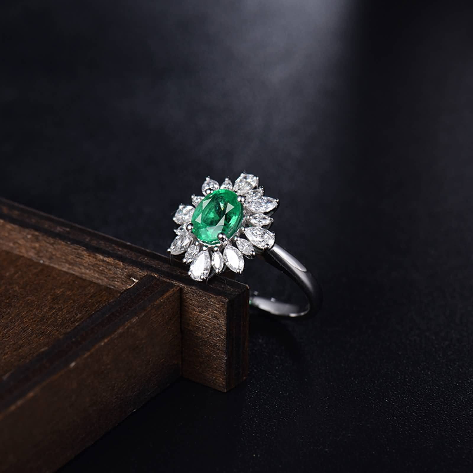 Anillos de piedras preciosas para mujer, oro de 18 quilates/plata de ley 925, moissanita/circonita cúbica y esmeralda creada en laboratorio, anillo de compromiso de 1 ct, esmeralda sintética Moissanite