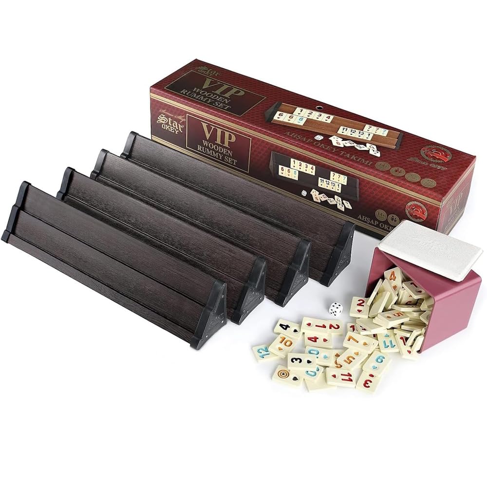 Rummy Star Okey Takimi - Set Gioco In Legno Ovale Con 106 Pietre In Melamina E Dadi - copertina
