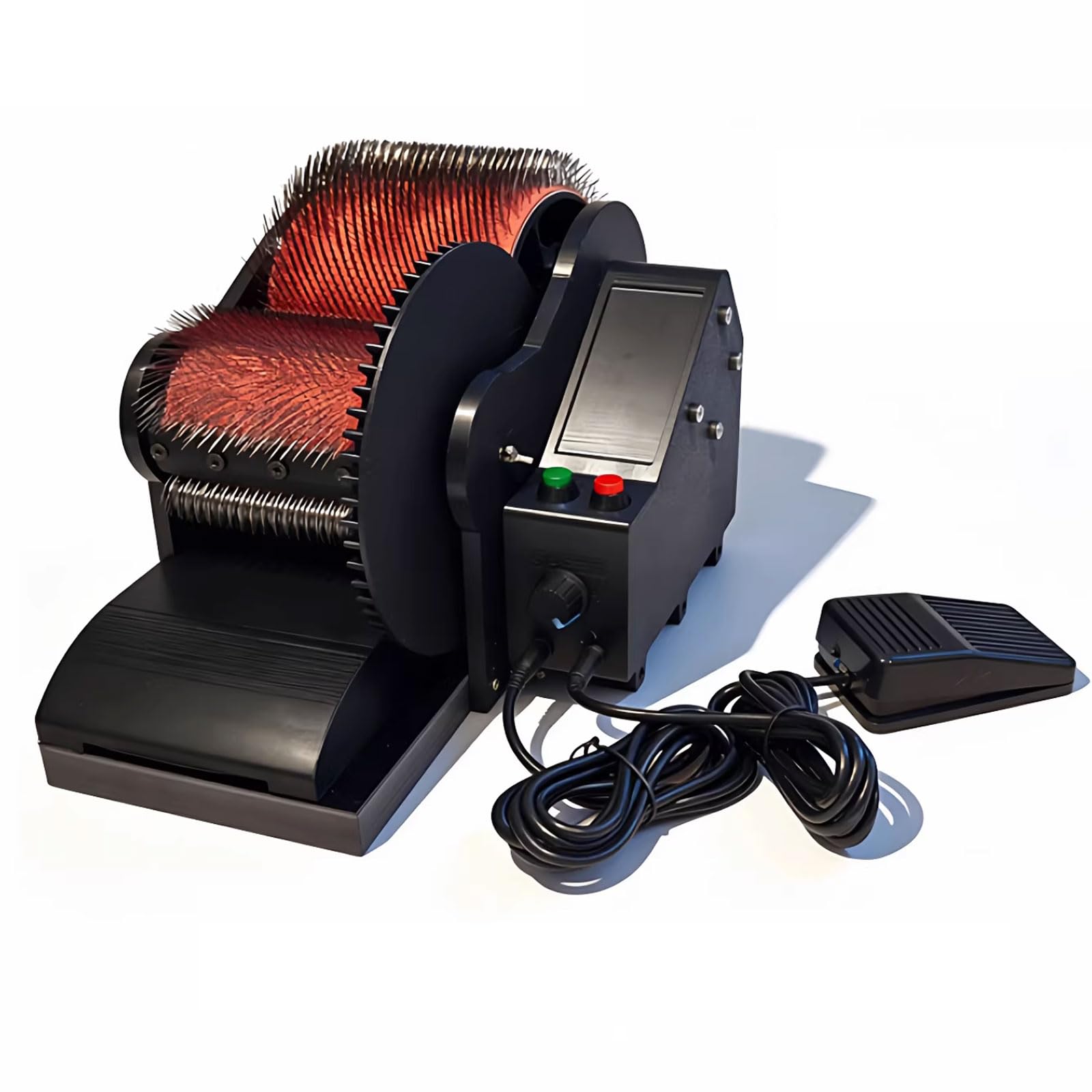 Wolltrommel Carder Fiber Machine, elektrische Wollkardiermaschine mit Fußpedal, einstellbare Vorwärts- und Rückwärtsgeschwindigkeit, ideal zum Filzen und Weben