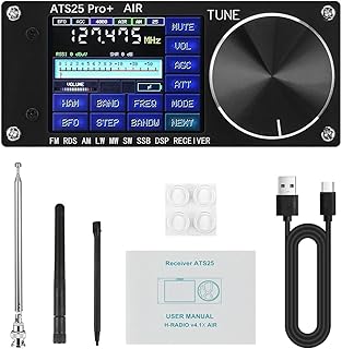 HAMGEEK ATS25 Pro+ プロフェッショナル航空SDR受信機 FM/SW/SSB/MW/LW/AIRバンド対応 - 2025年最新デジタル信号処理ラジオ 航空愛好家や短波放送視聴に最適