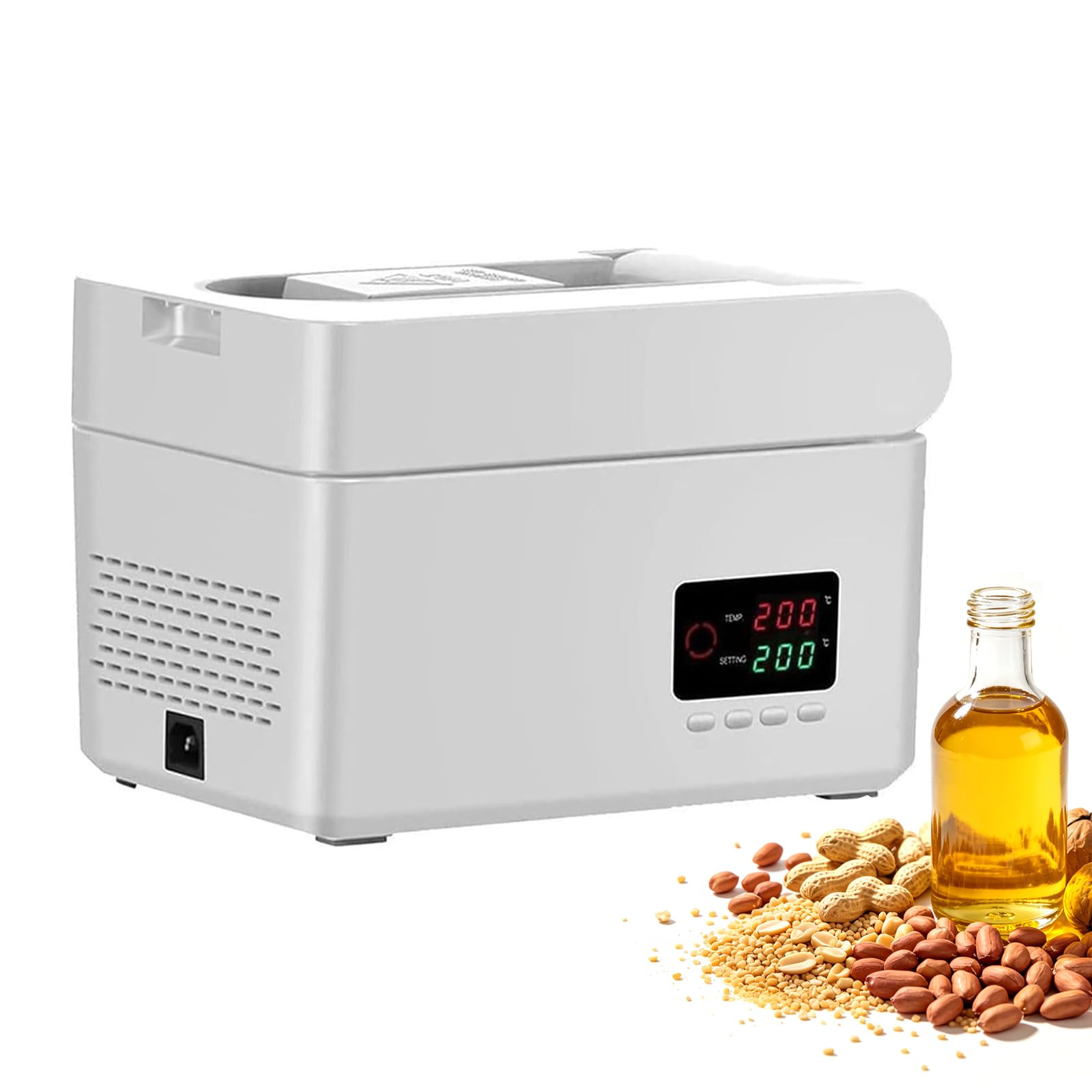 Eoweiot Smart Cold and Hot Oil Extractor, 820W Automatic Oil Press Machine,Temperature Range 40-230°C and Folding Design, for Olive (White)