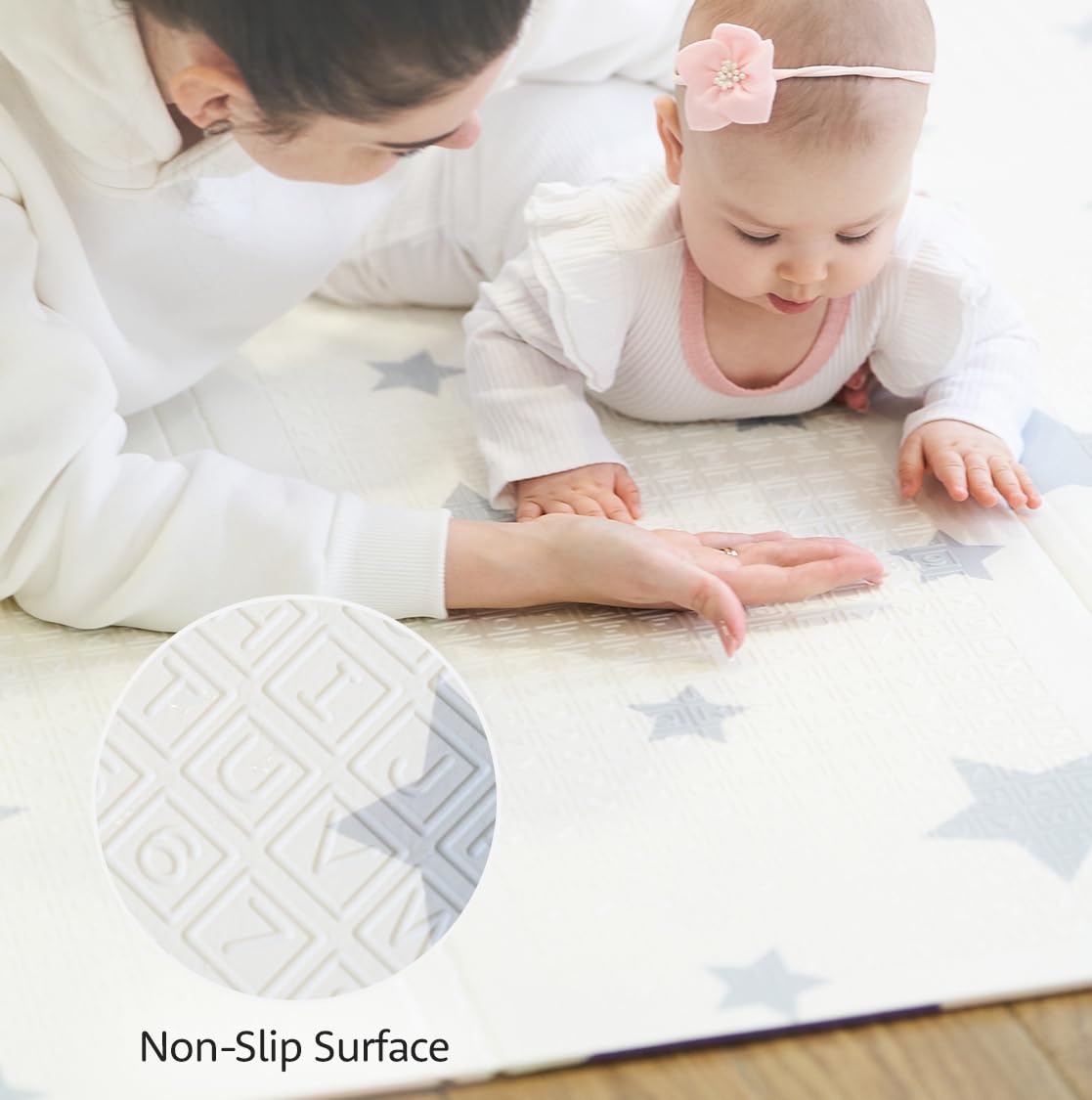 MIKMEL Children's Play Mat. XXL Reversible Foldable Foam Floor Mat. Playpen Baby Play Mat. Waterproof Child Crawling Mat (Bears/Stars)