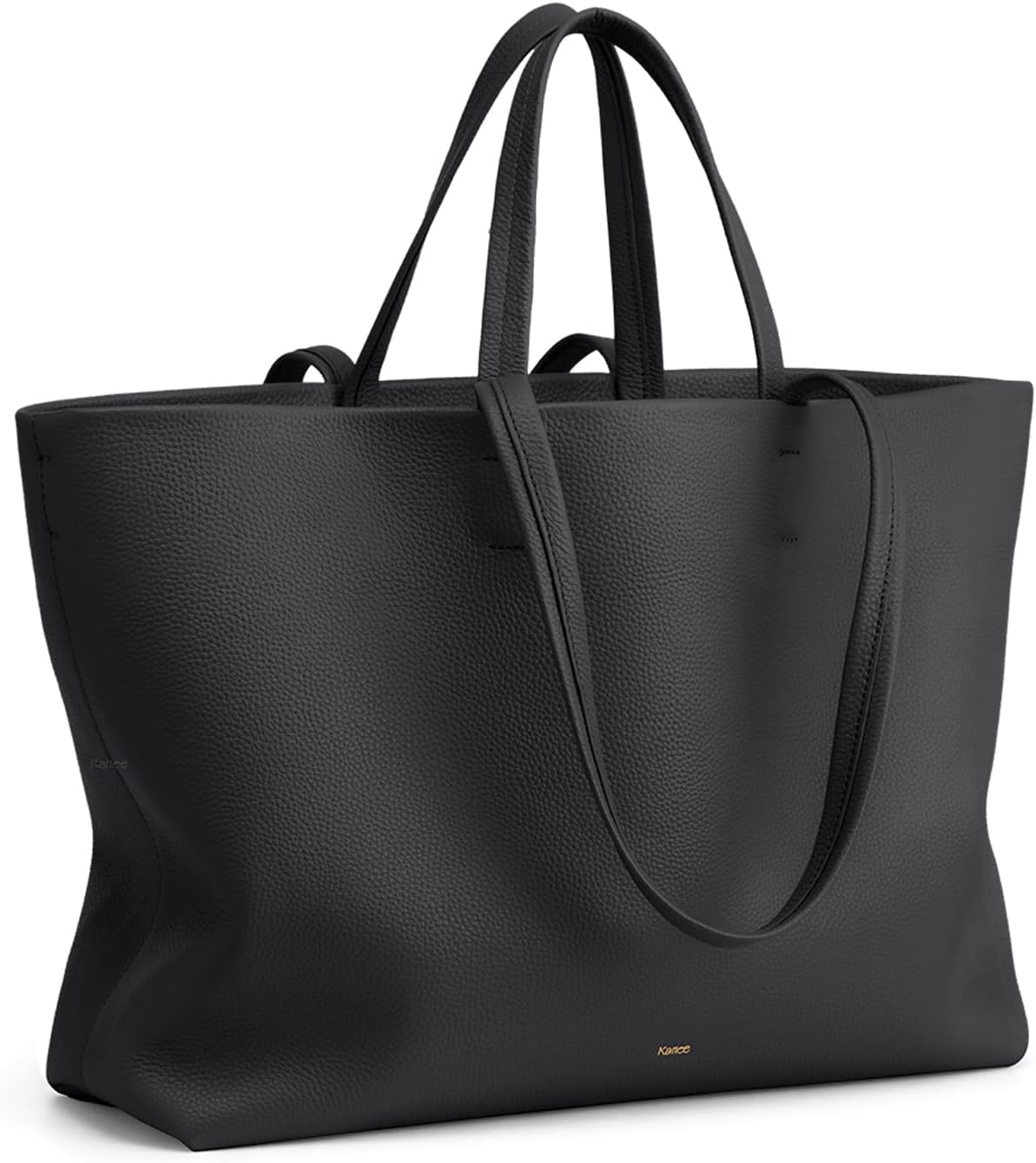 Kattee Leather Tote Bags for Women Soft Shoulder Purses Handbags Travel Work Bags Top Grain Leather Large Capacity Black