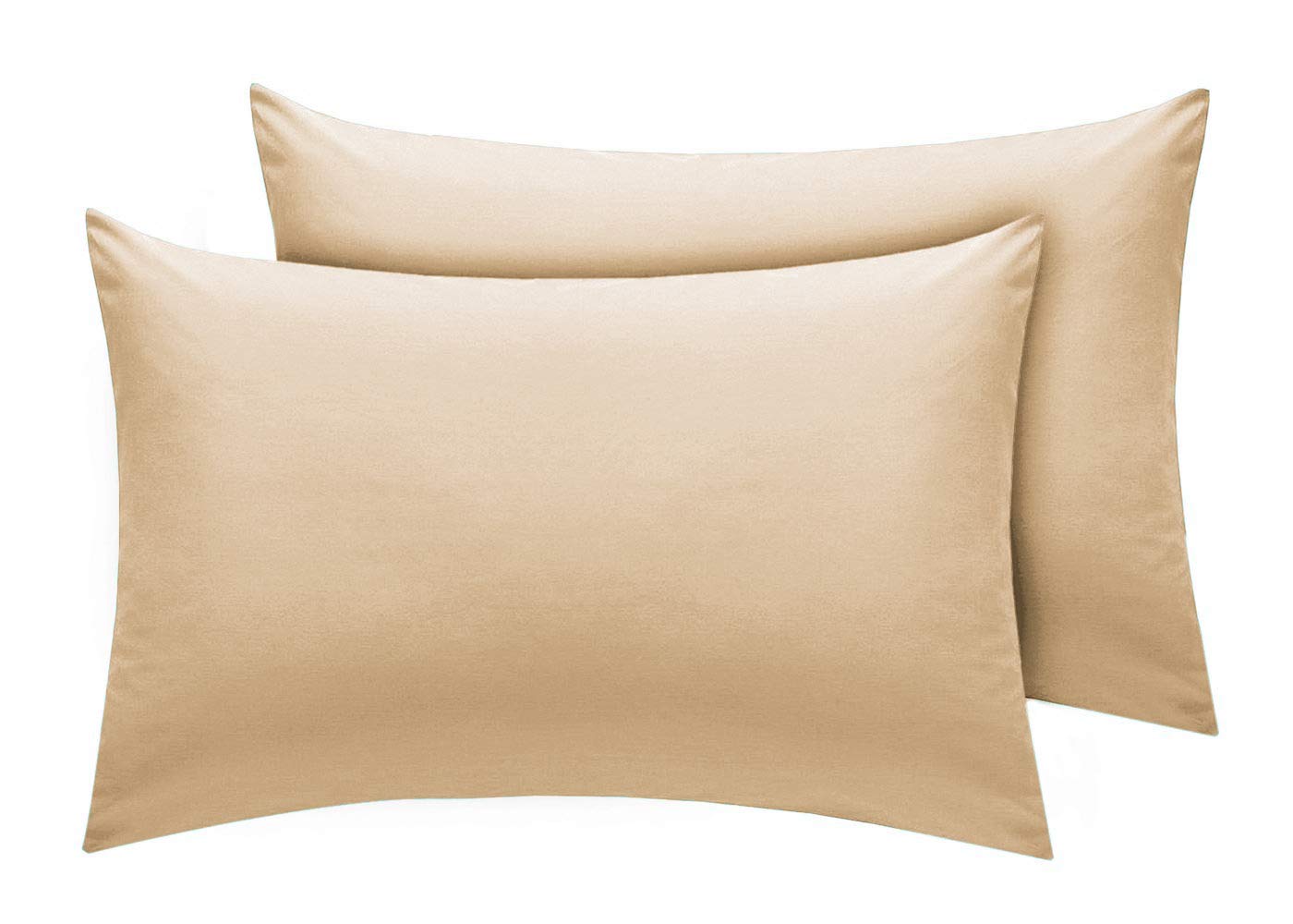 Amigozone Latte New 2 X Pillow Cases Housewife Plain Cover Polycotton Bedroom Luxury Pair Pack (Latte)