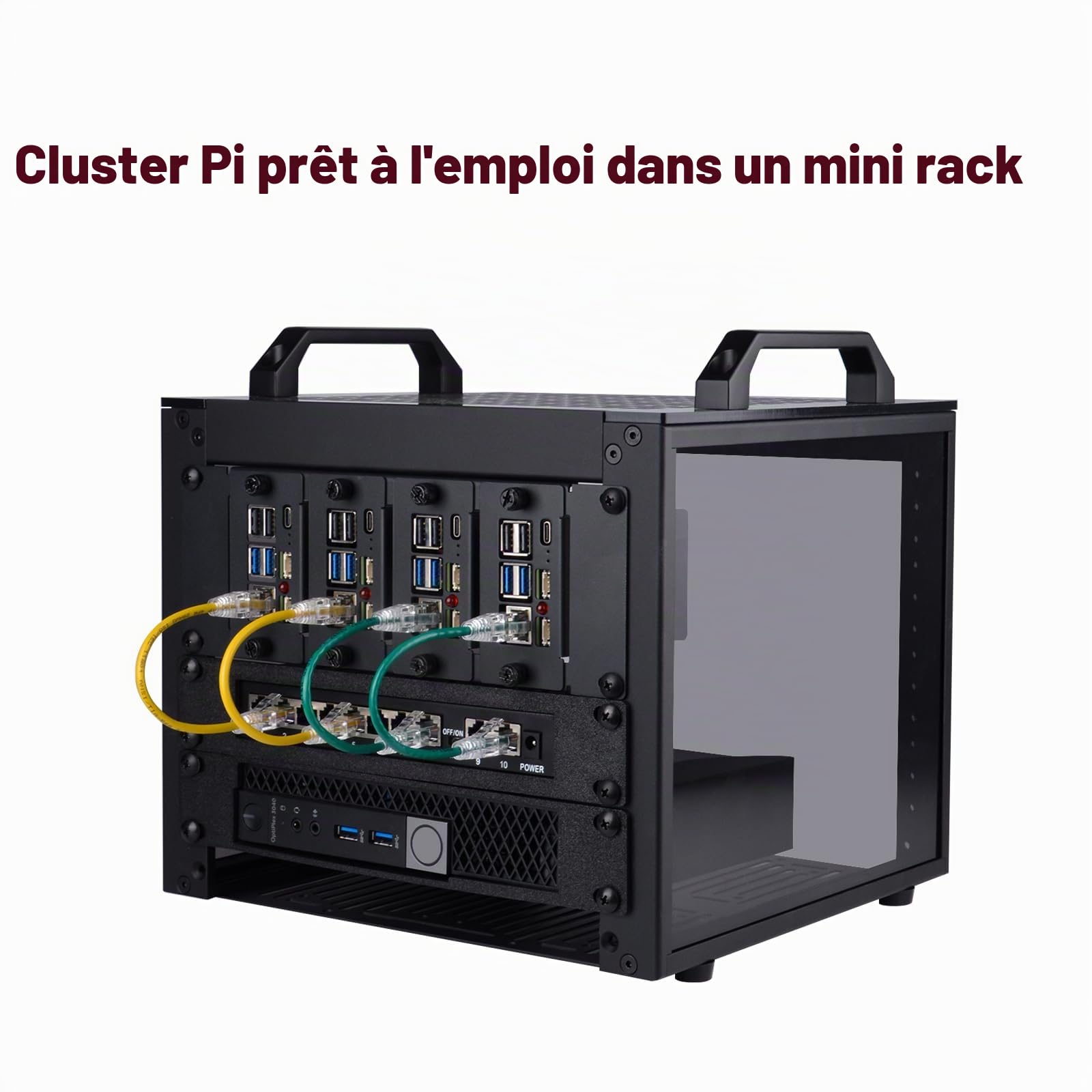 GeeekPi Rack de serveur 4U, rack réseau de 25,4 cm pour serveurs, réseau, équipement A/V, DeskPi RackMate T0 Plus Rack Mount, 260 mm de profondeur (noir, 26 cm de profondeur)