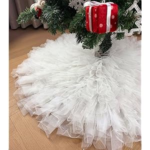 Aiseno 48 inch fluffy tulle christmas tree skirt elegant vintage design christmas tree decorations white  urban country home decor
