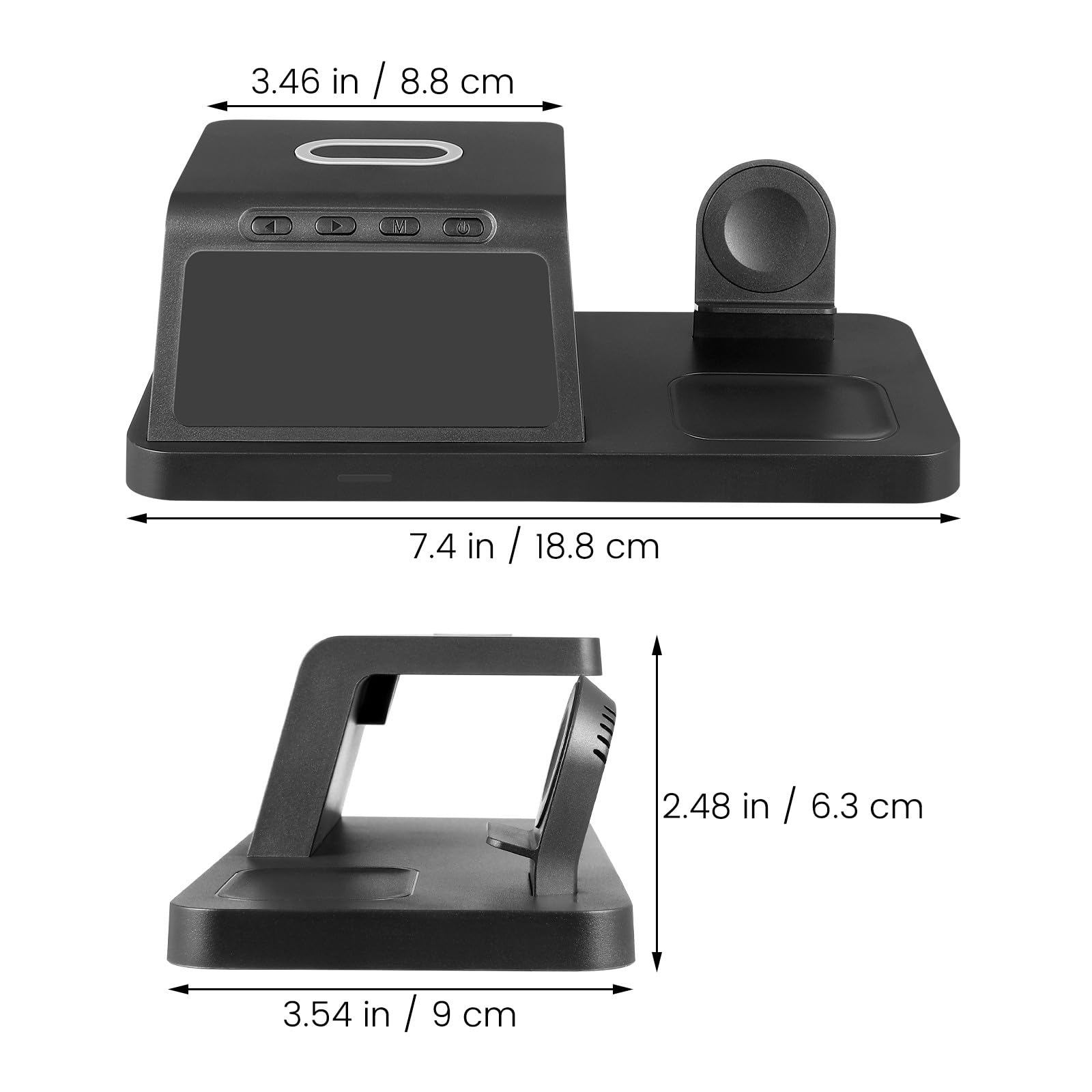 Cargador Inalámbrico 15w Estación de Carga Rápida para Teléfono, Reloj Inteligente y Auriculares Inalámbricos con Base de Carga Multifuncional para Escritorio y Oficina
