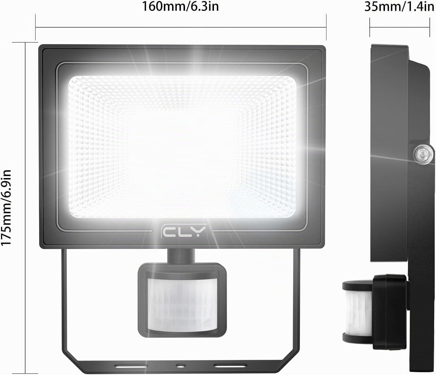 CLY Projecteur Extérieur LED avec Détecteur de Mouvement 35W, 3000LM Spot LED Extérieur Blanc Froid Éclairage Exterieur avec Detecteur 6500K Lampe LED Détecteur de Mouvement IP66 pour Garage, Jardin