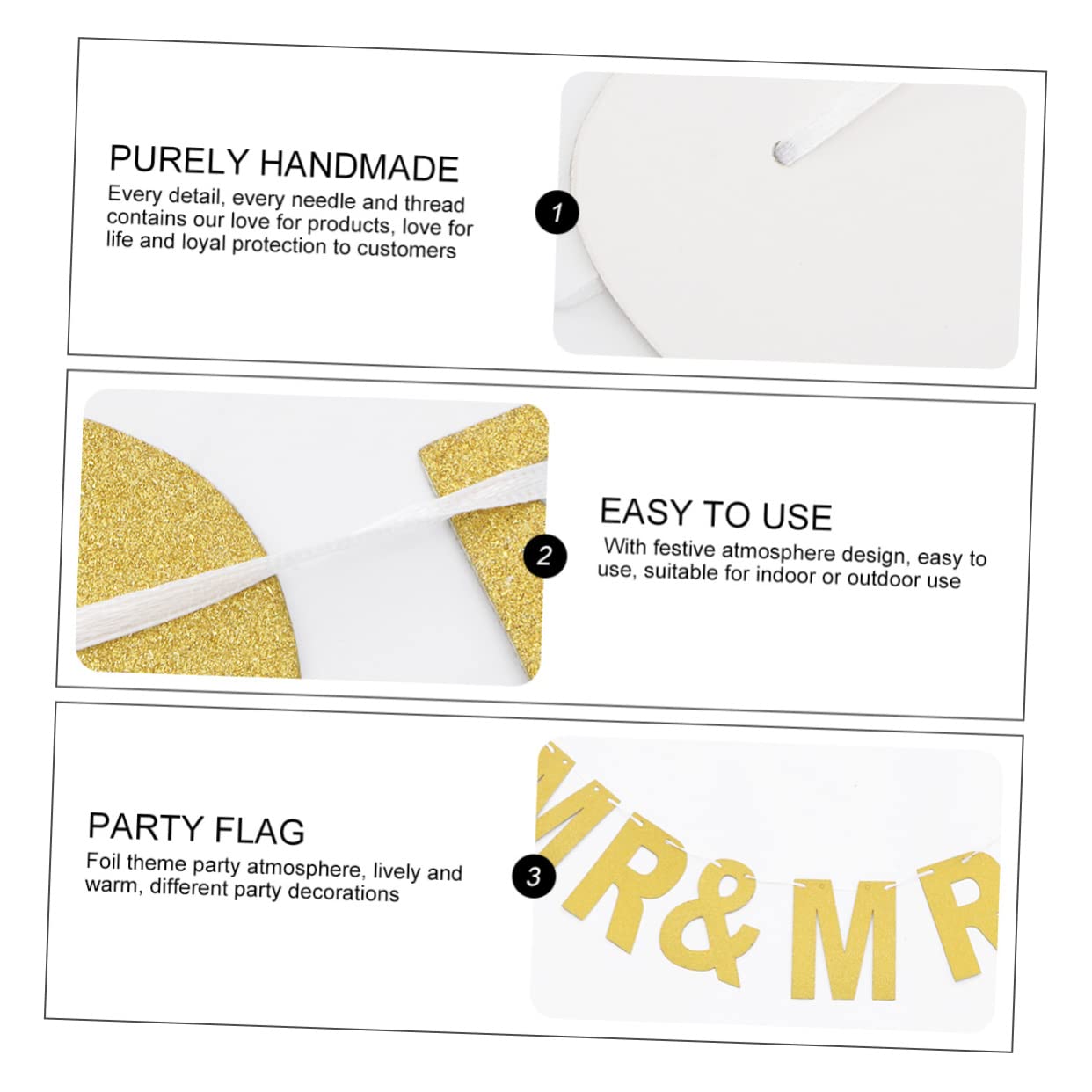 Ciieeo 3piezas Banderines De Fiesta Para Bodas Estilo Europeo y Americano Decoración Amarilla Brillo Para Fiestas y Eventos Especiales