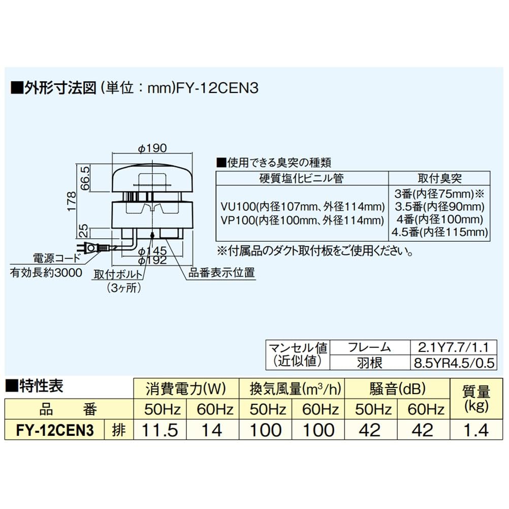 Panasonic (パナソニック) サニタリー用換気扇 トイレ用換気扇 FY-12CEN3 9n2op2j Panasonic サニタリー用換気扇 トイレ用換気扇
