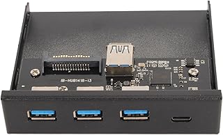 Front Panel USB 3.0 Hub, 3.5in 4 Ports Front Panel 6Gbps Internal Card Reader USB3.0 Front Panel Hub Plug and Play Front Panel Adapter for Desktop Motherboard