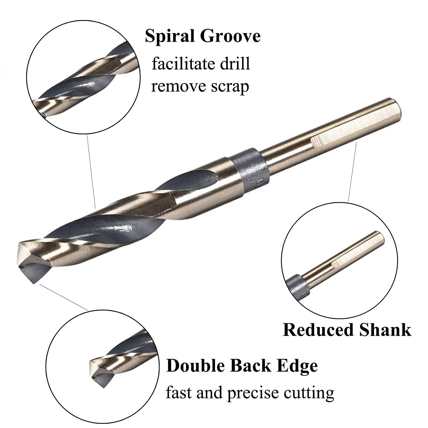 TOP-VIGOR 12mm Reduced Shank Twist Drill Bits with 10mm Shank - Image 3
