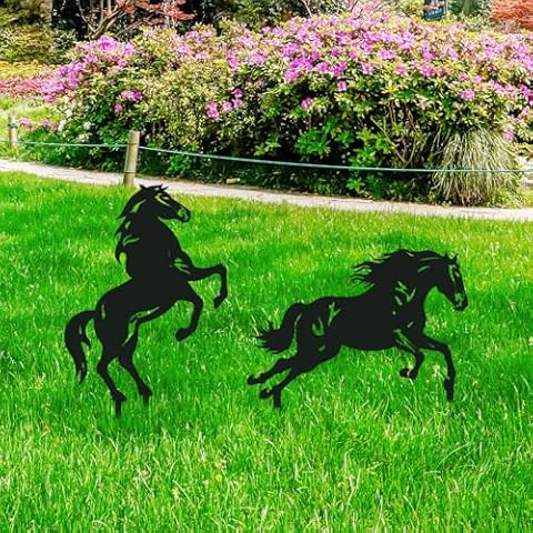 Rngmsi Metal Horse Garden Art Set Cover