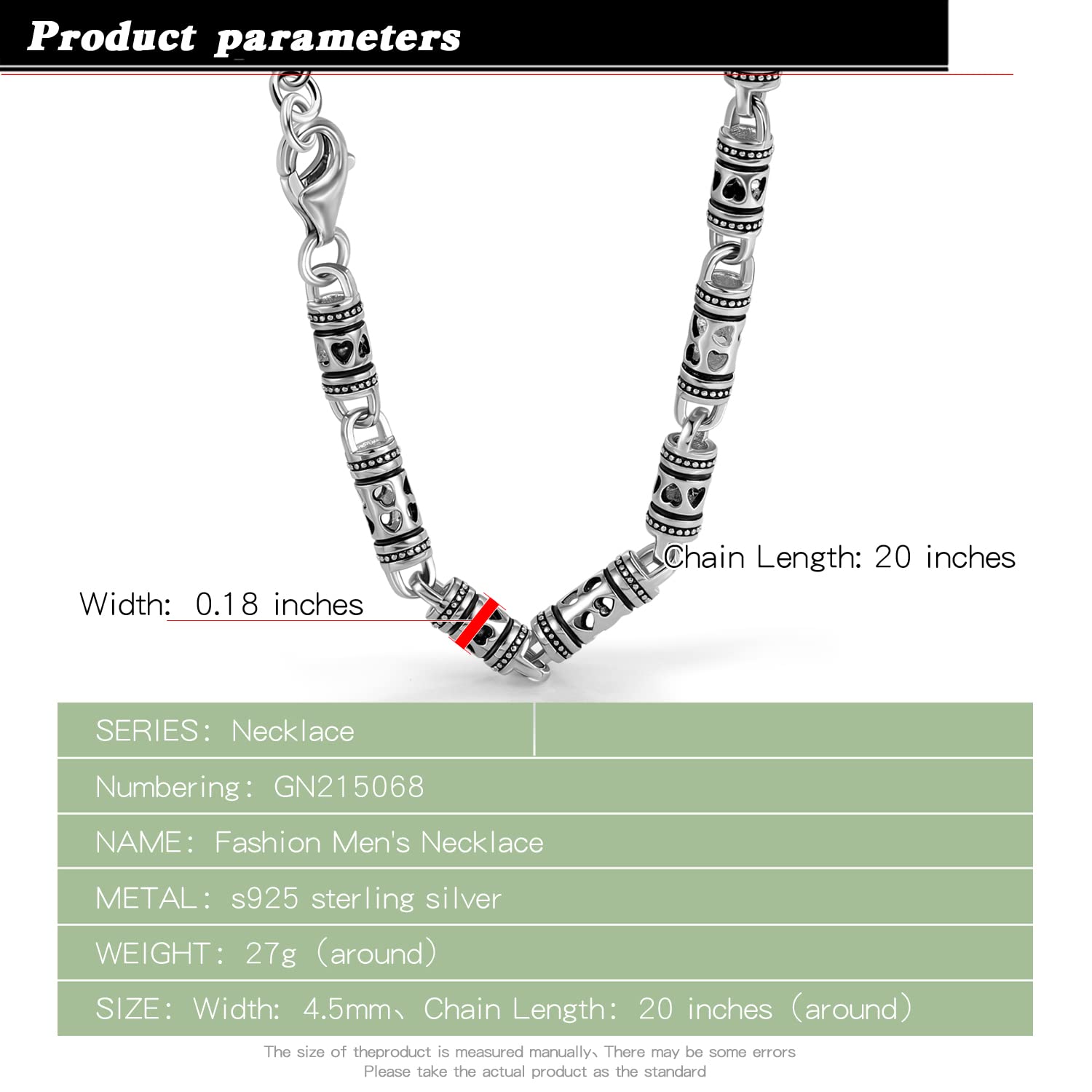 Dankadi Collana retrò 4,5 mm a forma di cuore cavo in 925 argento, 18 "-28" / 46 - 71 cm, catena scavata di tonalità Mate tecnica d'argento thailandese, regalo di gioielli antichi per uomo donna