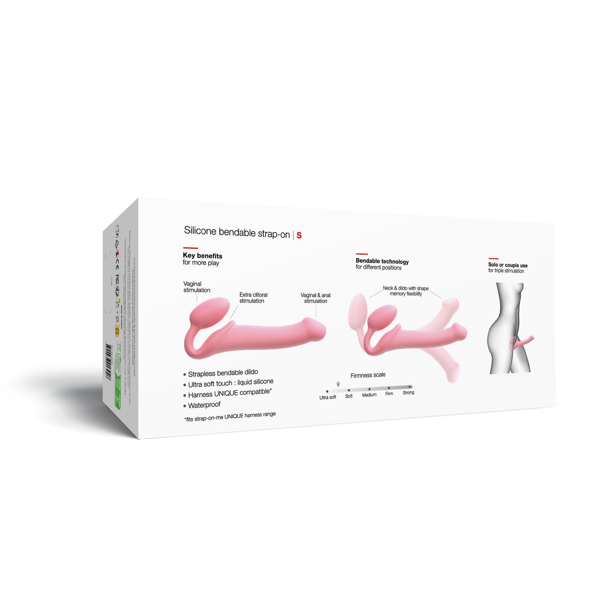 Strap-On-Me Strap-on Classico Nuova Versione – Sex Toy in Silicone Morbido, Tripla Stimolazione (Vaginale, Anale & Clitoridea) – Con Uovo Ultra Morbido, Collo Flessibile, Design Ergonomico