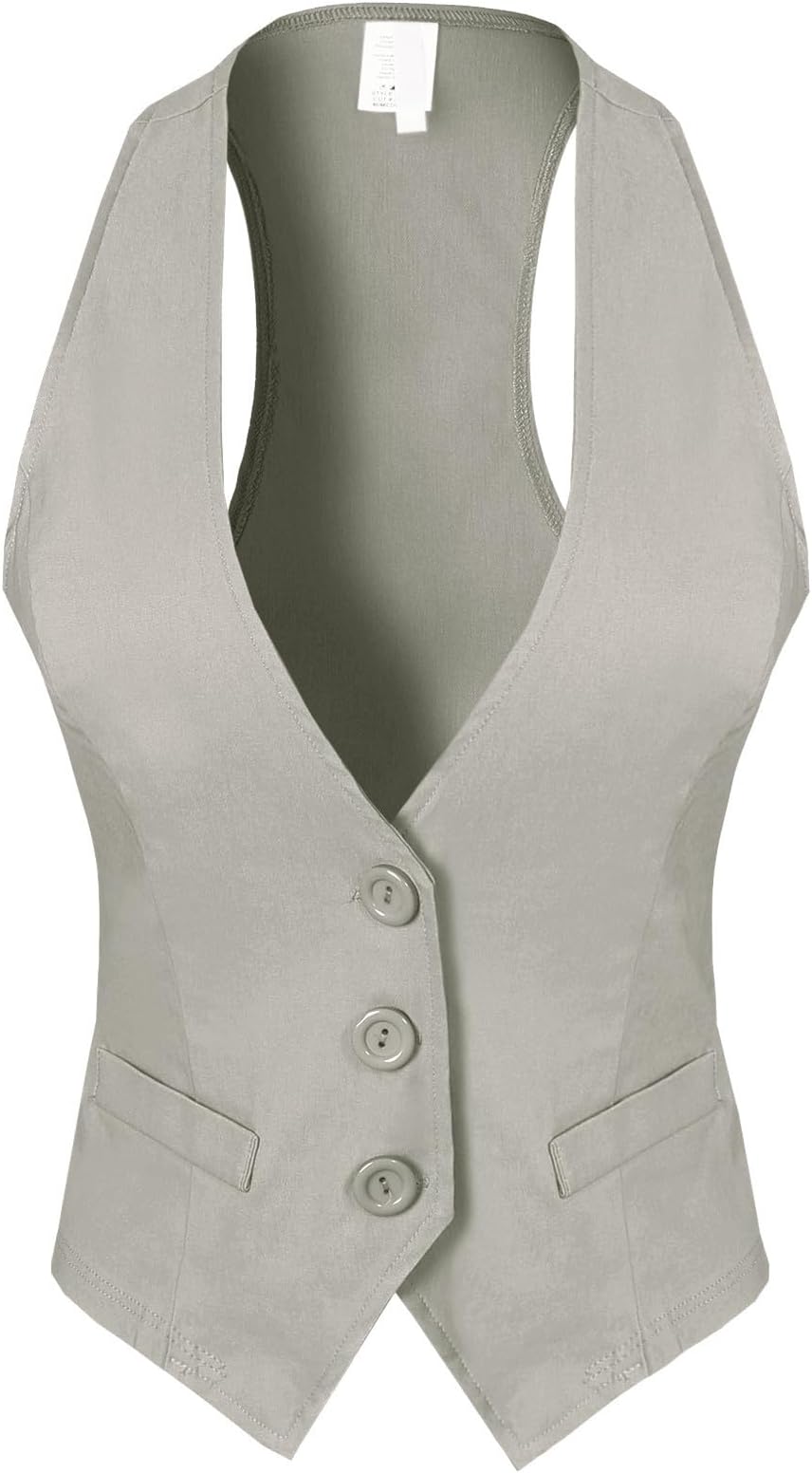 Design by Olivia Women's Dressy Casual Versatile Racerback Vest Tuxedo Suit Waistcoat
