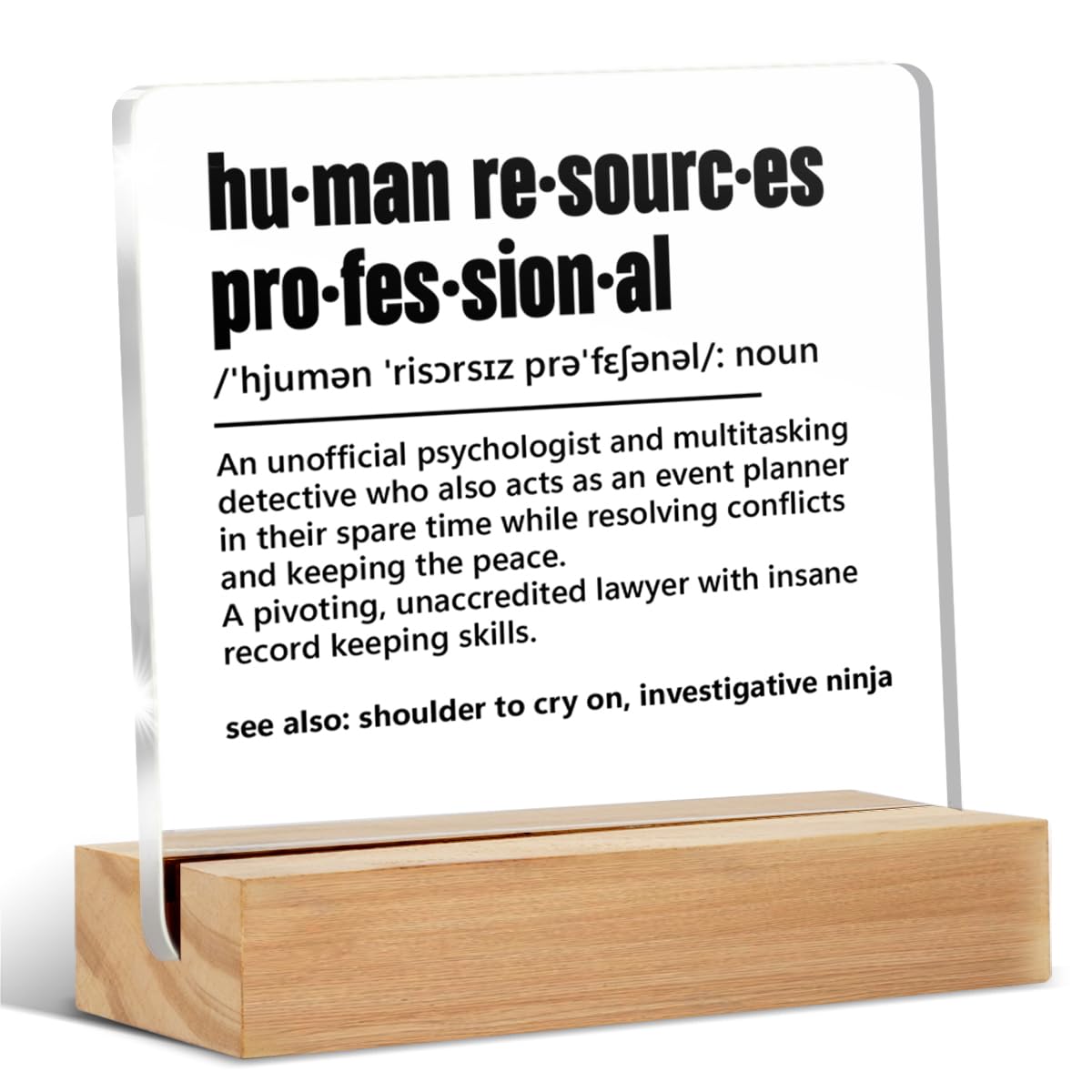 Human Resources Professional Gift, HR Gifts for Coworkers Men Women, Human Resources Professional Definition Acrylic Sign Office Keepsake