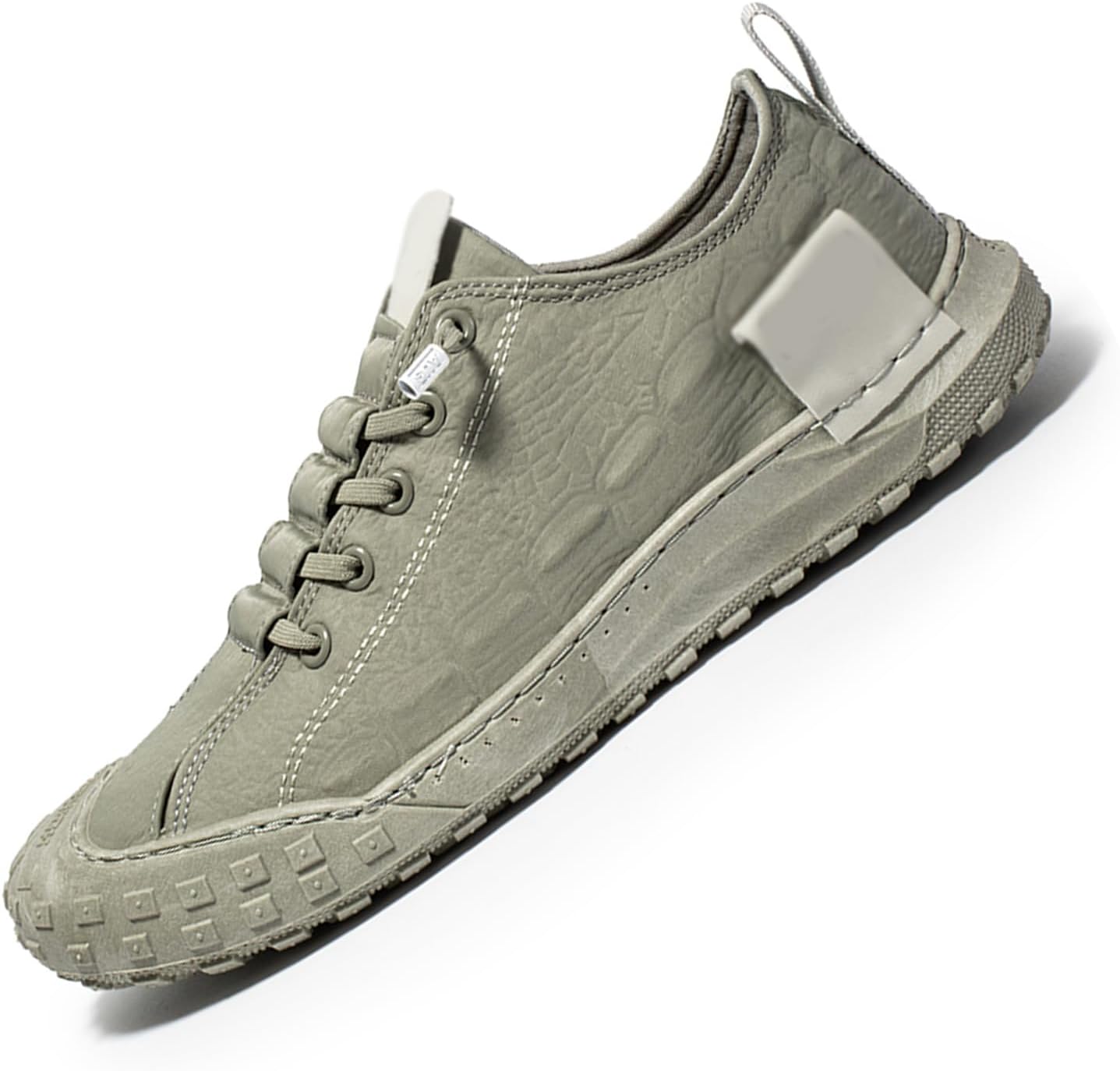 Men's Leather Breathable Slip-on Sneakers,Fashion Handmade Low Top Casual Shoes,Comfortable Soft Sole Non-Slip Canvas Shoes