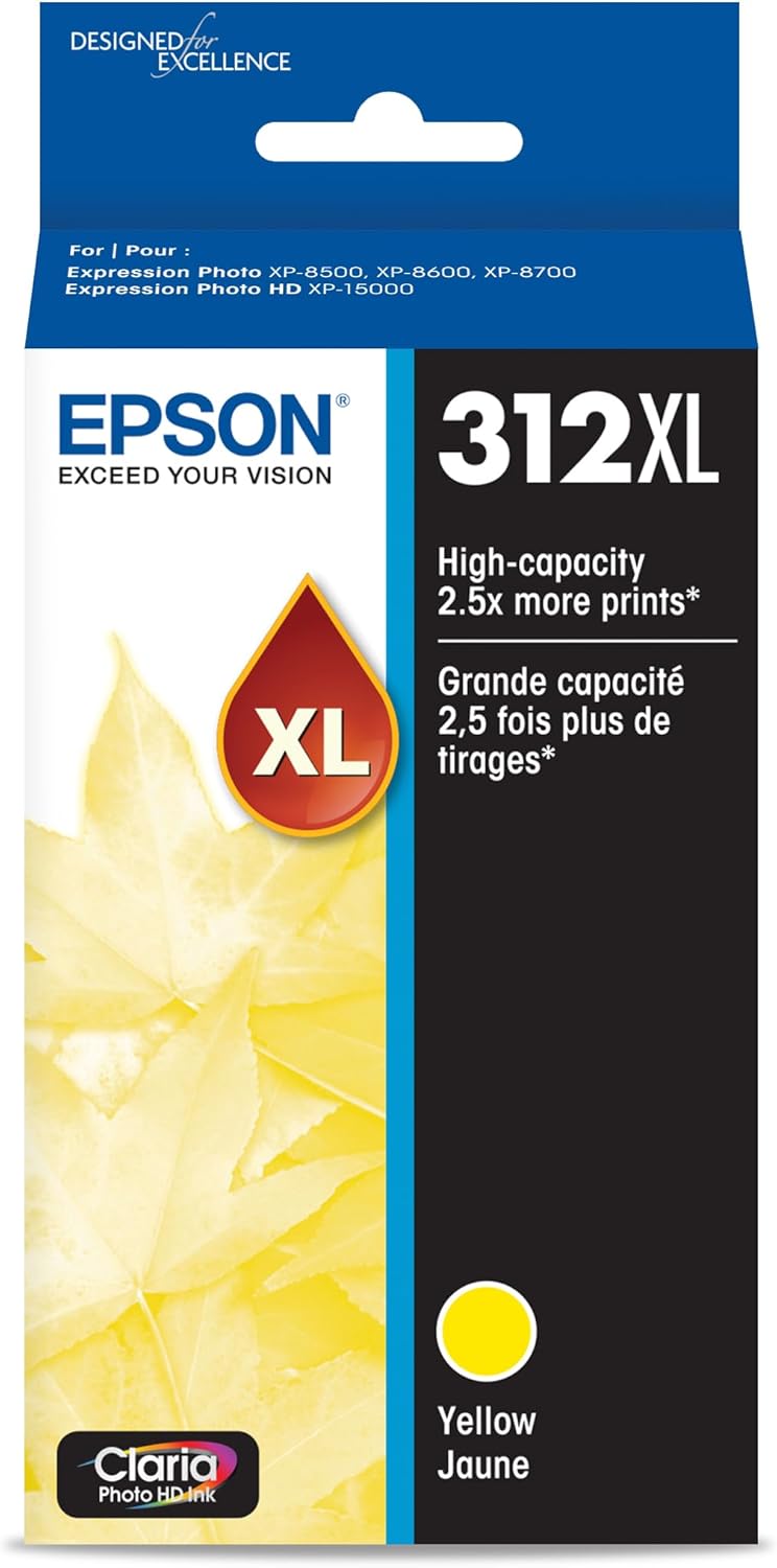 Epson 312 Claria Photo HD Ink High Capacity Yellow Cartridge (T312XL420-S) & 312 Claria Photo HD Ink High Capacity Light Cyan Cartridge (T312XL520-S)