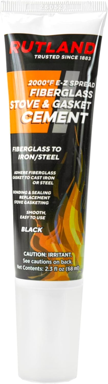 Rutland EZ Spread Stove Gasket Cement, High Temp Cement, Fiberglass & Metal Adhesive for Wood Stove Gaskets, Made in USA, Black, 2.3 Oz