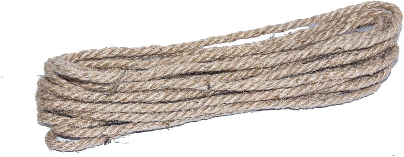 Rosymoment Natural Jute Twine Hemp Rope 4mm x 5meter, 3ply Durable Heavy Duty for Crafts, Gift Wrapping, Gardening, Packing, Picture Display, Wedding, Christmas Decoration, Ornament