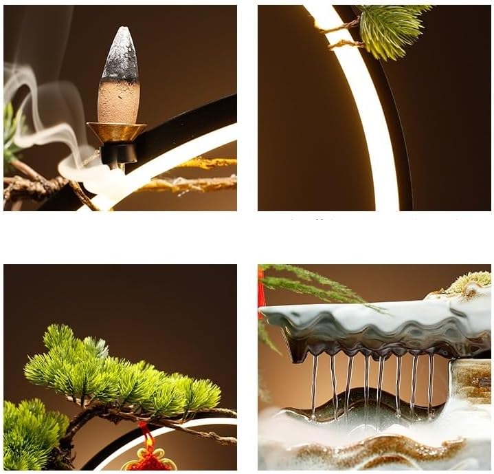 Desk Fountain Tabletop Fountain Creative Chinese Circulation Ceramic Water Flow Fountain Living Room Office Desktop Wealth-Making Ornaments Water Fountain Indoor