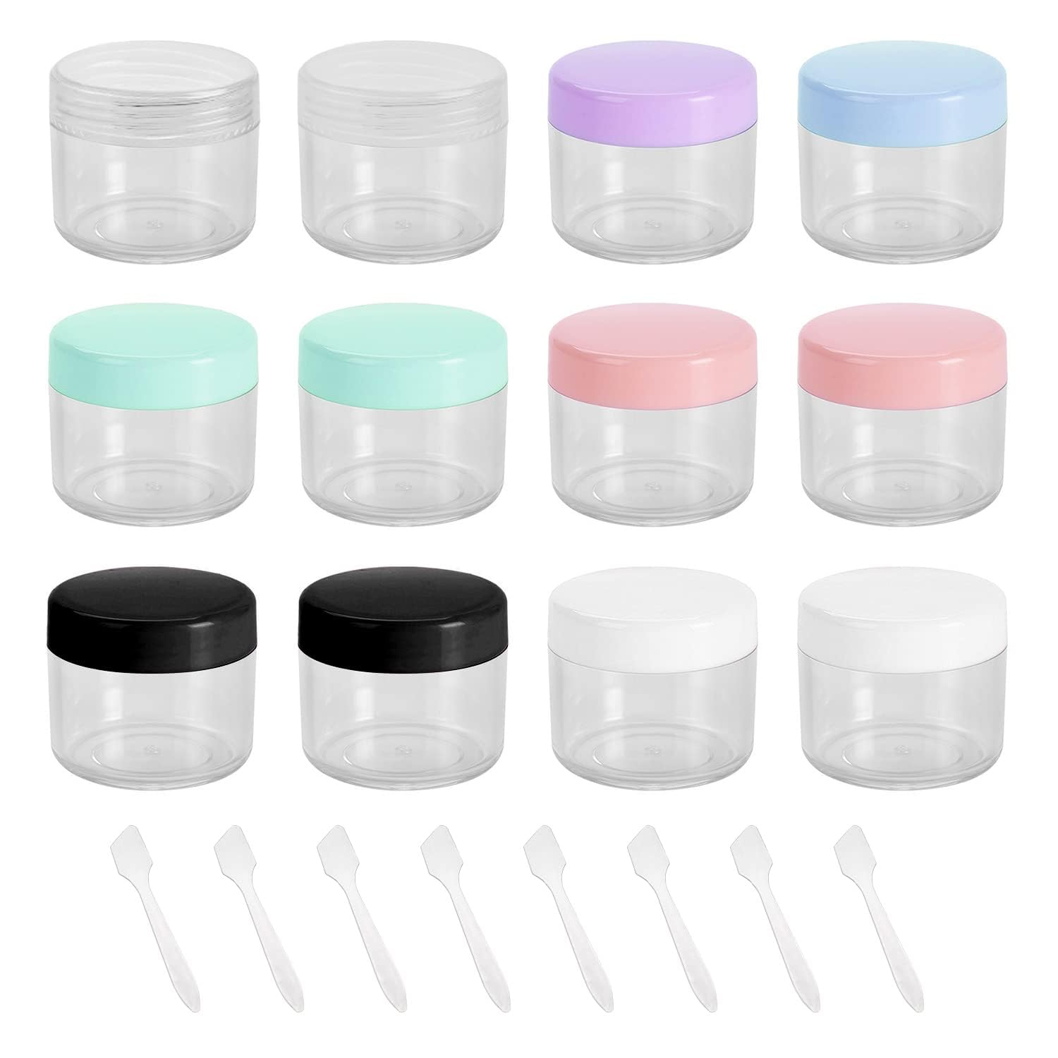 Makeup Sample Jars, 15ml Empty Small Cosmetic Containers, BPA Free, Plastic Round Pot Colorful Screw Cap Lid, Tiny Bottle for Makeup Eye-shadow Cream Lotion Lip Gloss Balm(15g/15ml,12pcs) aJD.04.CG