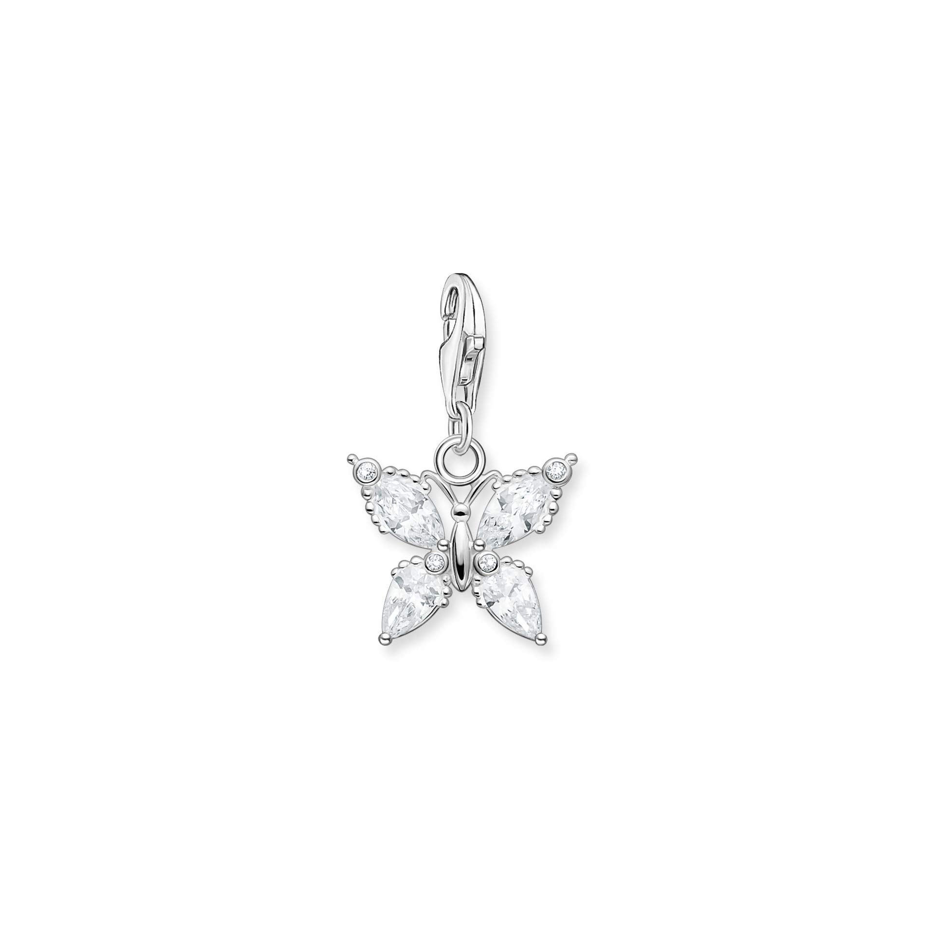 THOMAS SABO Damen Charm-Anhänger Schmetterling weiße Steine Charm Club 925 Sterlingsilber 1862-051-14