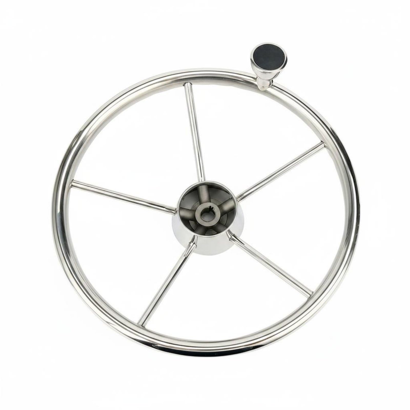 Volante in Acciaio Inox con Pomello Manovrabilità senza Sforzo Volante Marino con Impugnatura per Yacht, Barca, 15-5 Pollici