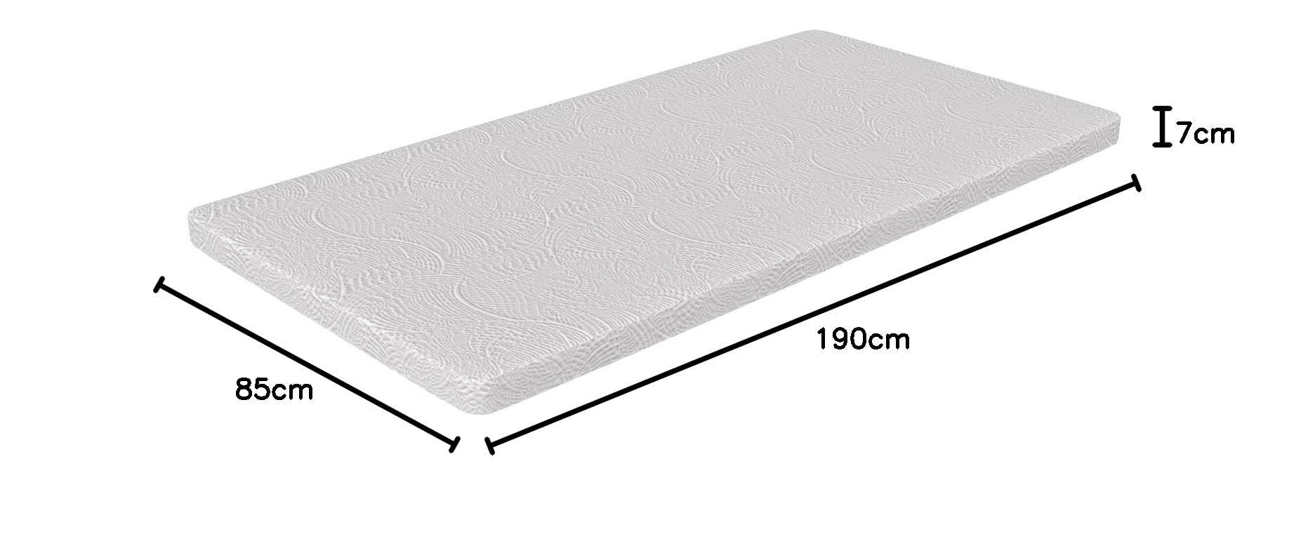 Topper Memory 85 x 190 cm individual, alto 7 cm - 7 zonas diferenciadas, funda extraíble, lavable