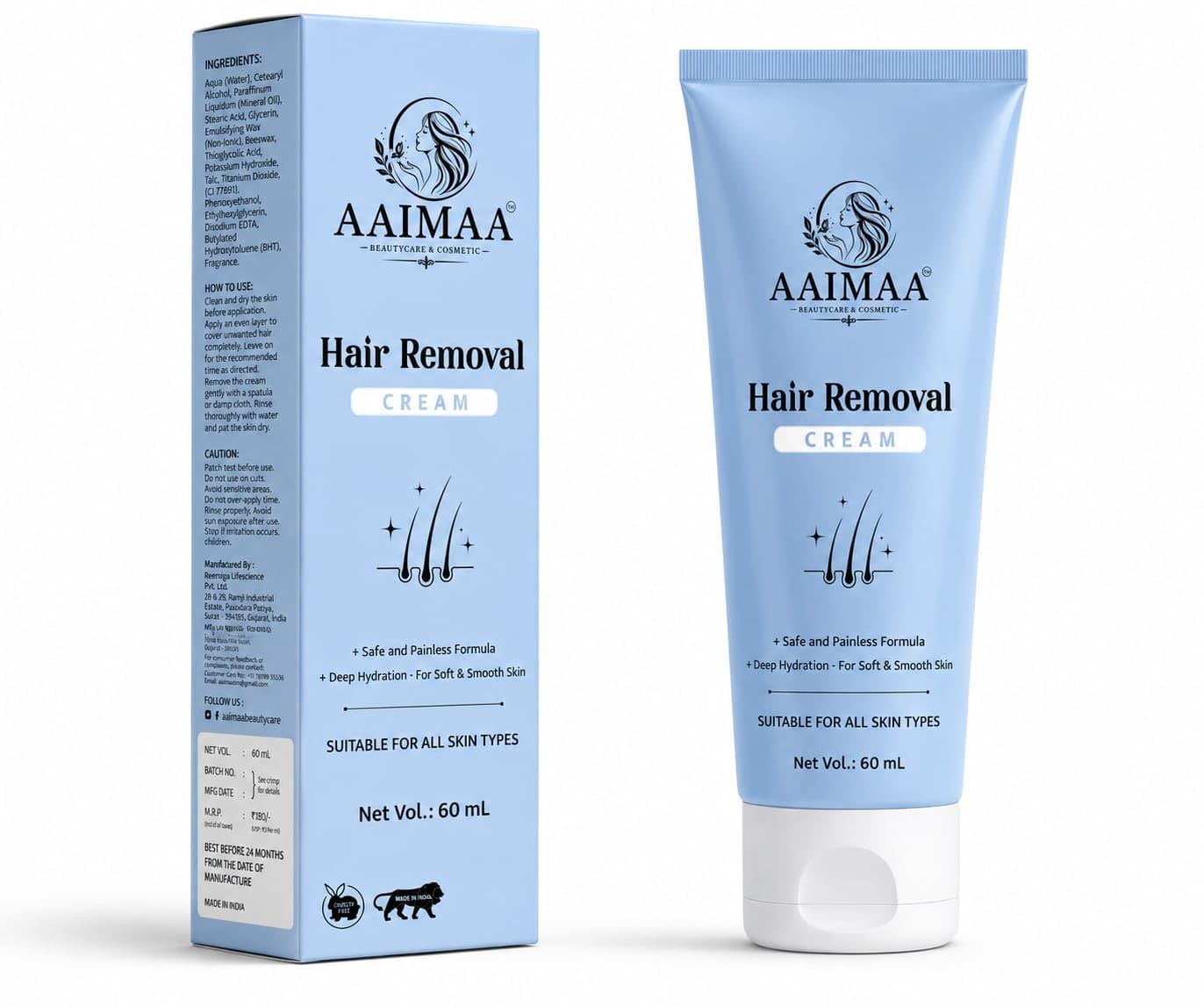 Hair Removal Cream for Women & Men, 60gram | Safe & Painless Formula, Deep Hydration, Smooth Skin in 8-9 Minutes, Suitable for All Skin Types-image-38