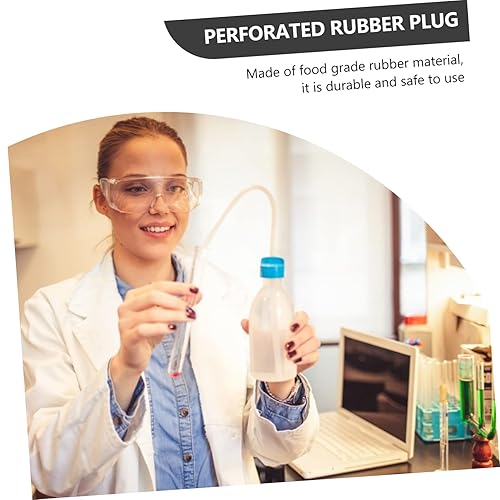 Miniatura 4 de Tapones de goma para sellar, tapones de goma perforados, tapones de botella de vidrio Erlenmeyer, tapón de frasco para experimento de 1.2 x 0.9 x