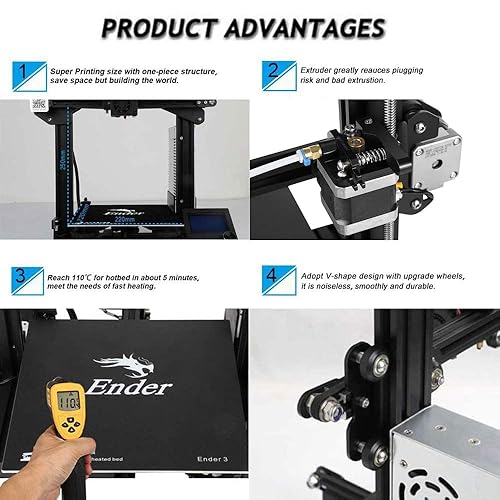 Miniatura 4 de Comgrow Creality Ender 3 Impresora 3D y tubo de PTFE Capricorn Bowden serie XS 1M
