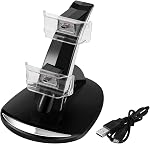 TNP PS3 Controller Charger Stand for Sony PlayStation 3 Controller Dualshock 3 Charging, 2 Tier Docking Station Stand and 2 USB PS3 Cable Compatible Ports with LED Indicators, Slim Black