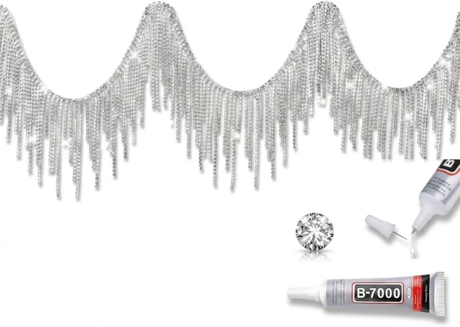 Rhinestone Fringe Belt Beaded Ribbon Diamond Tassel Chain for Jeans Clothing Accessories DIY Decoration