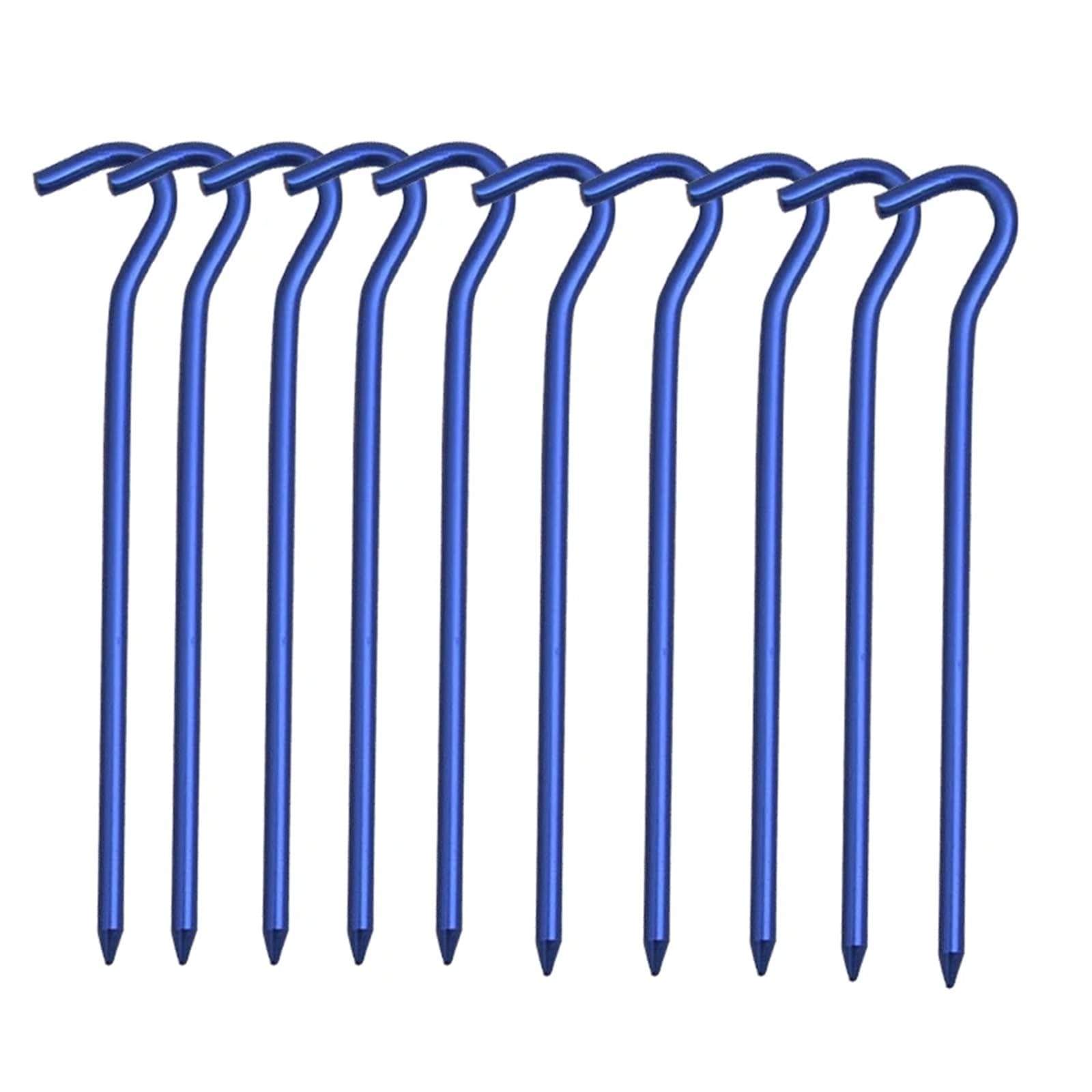 20 stücke 18 cm Aluminium Legierung Zelt Heringe Mit Haken Garten Stakes Boden Nagel for Hängematte Camping Abspann Markise Baldachin überzelt für Zelte(Blue)