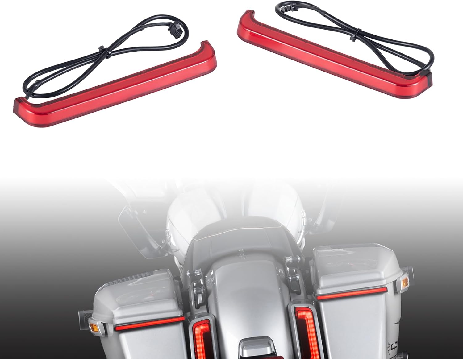 Plug and Play Saddlebag Lights LED Running Brake Turn Signal Lamps, Compatible with Harley Street Glide FLHX, Road Glide FLTRX, CVO FLHXSE,FLTRXSE,FLTRXSTSE 2024-2025,ABS (Smoke)
