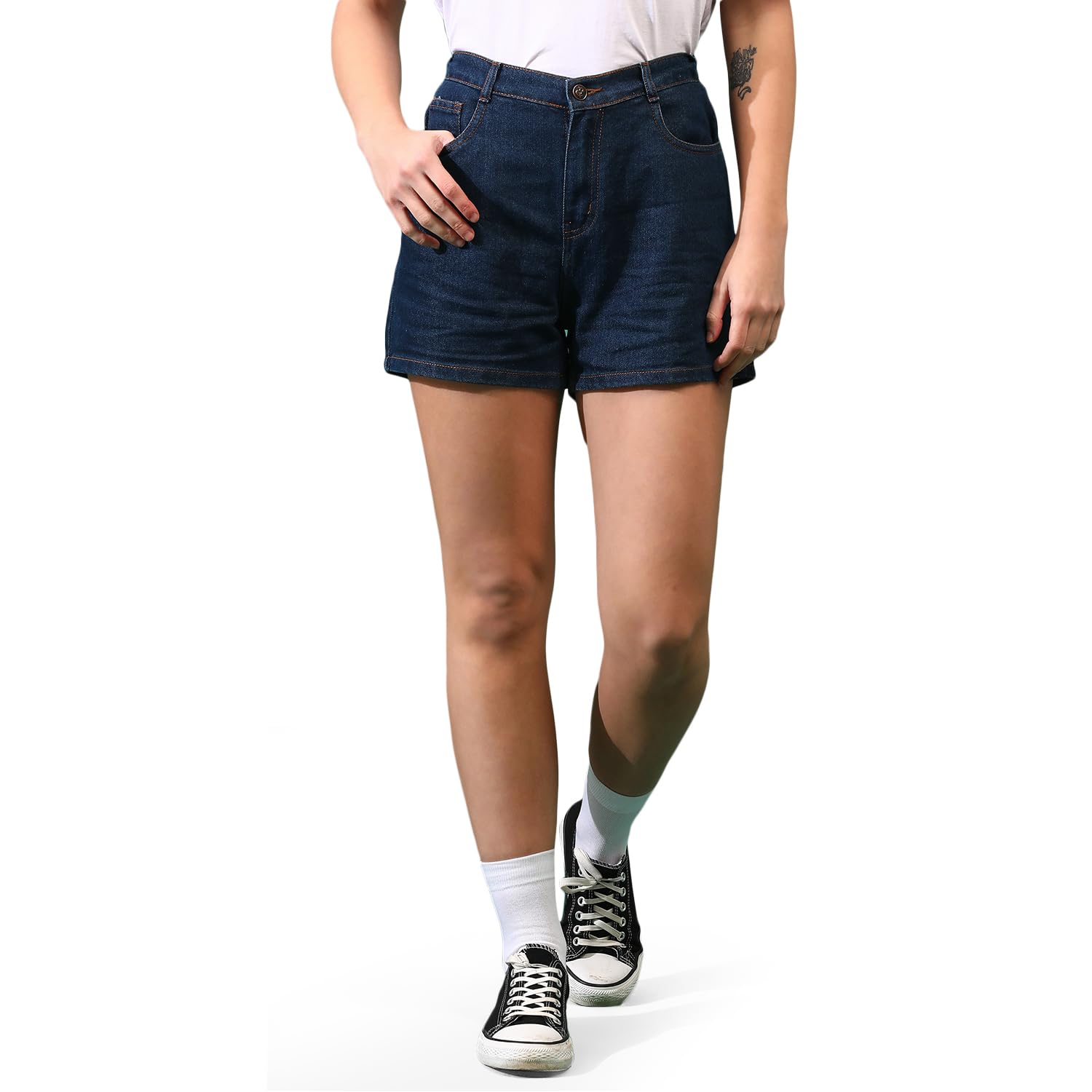 tales & stories Solid Denim Shorts for Women-Y117610-picture-39