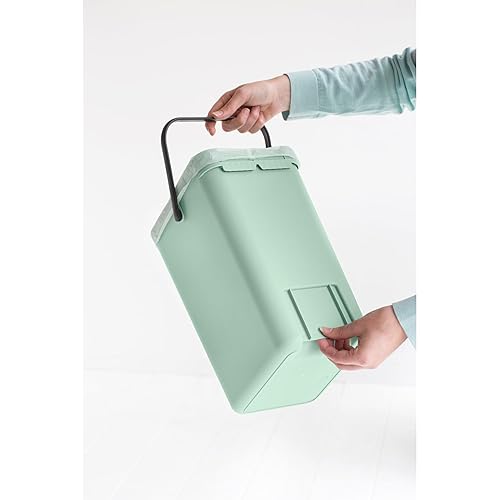 Miniatura 3 de Brabantia Sort & Go Cubo de Reciclaje 3.2 Galones (Verde Jade) Cubo de Basura de Plástico Eficiente en Espacio con Asa, Tapa Removible y Que