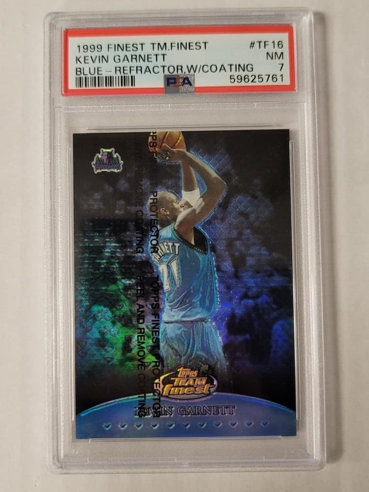 Basketball NBA 1999-00 Topps Finest Kevin Garnett Team Finest Blue Refractors PSA 7 Kevin Garnett NM Near Mint 148/150