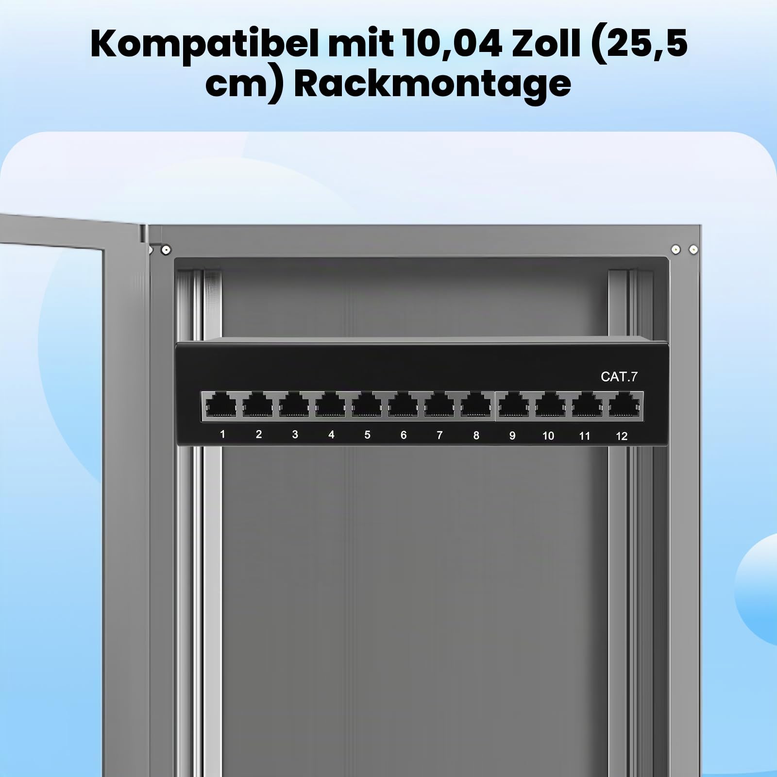CAT 7 Patchpanel 12 Port Geschirmt (STP) Verteilerfeld，12X Geschirmt RJ45 Buchse - Wandmontage/Desktop,LSA Verteilerfeld für Gigabit-Netzwerk-Switch