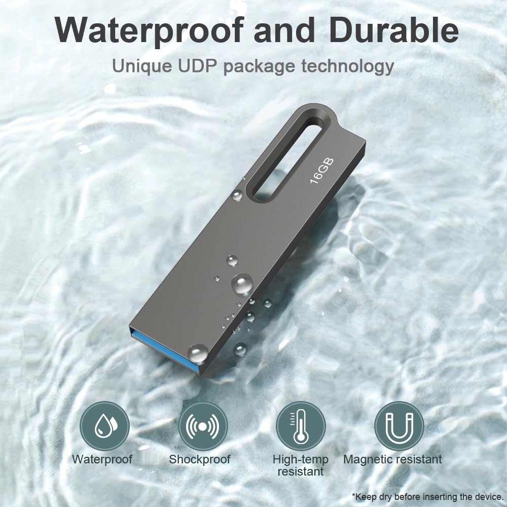 10 Stück USB Stick 16GB Flash Drive 3.0 Sticks Speicherstick 3.0 High Speed USB 16gb Metall Wasserdichtes Flash Memory Sticks Laufwerk Kompatibel mit Android Windows Linux Pad Laptop Schwarz