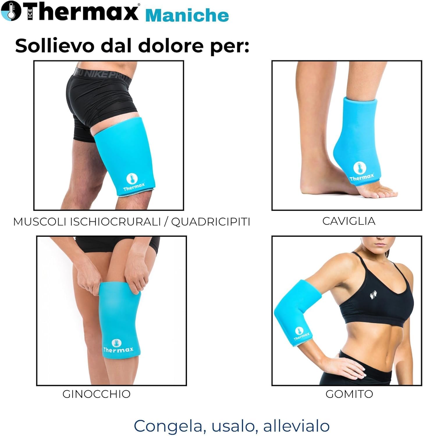 IceThermax Sleeves con Gel Caldo Freddo Riutilizzabile - Tutore Ginocchio, Braccio e Caviglia - Knee Brace e Supporto Articolare con Ghiaccio Gel, Ortopedica Ice Pack
